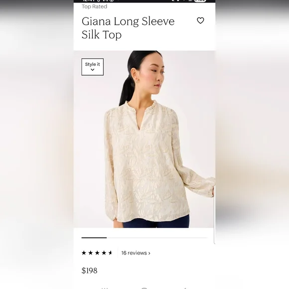 BNWT Lilly Pulitzer Giana Long Sleeve Silk Top M - Picture 7 of 8